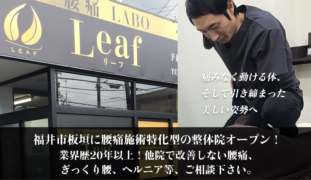 ｜　腰痛LABO 骨盤整体Leaf（リーフ）